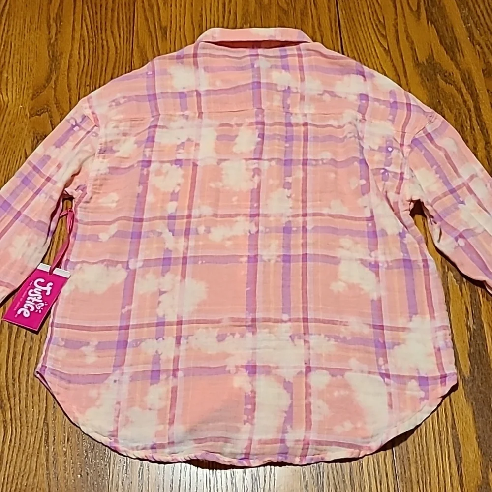 Justice Plaid Long Sleeved Shirt NWT - Girls Medium